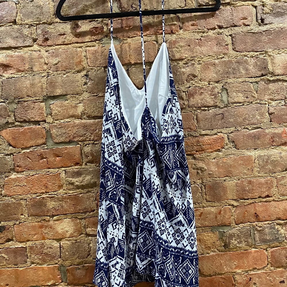 Blue & white Patterned Mini Dress